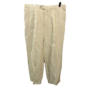 Paul Frederick Pants Mens 38X 28 Khaki  Linen Classic‎ Fit Lightweight Summer